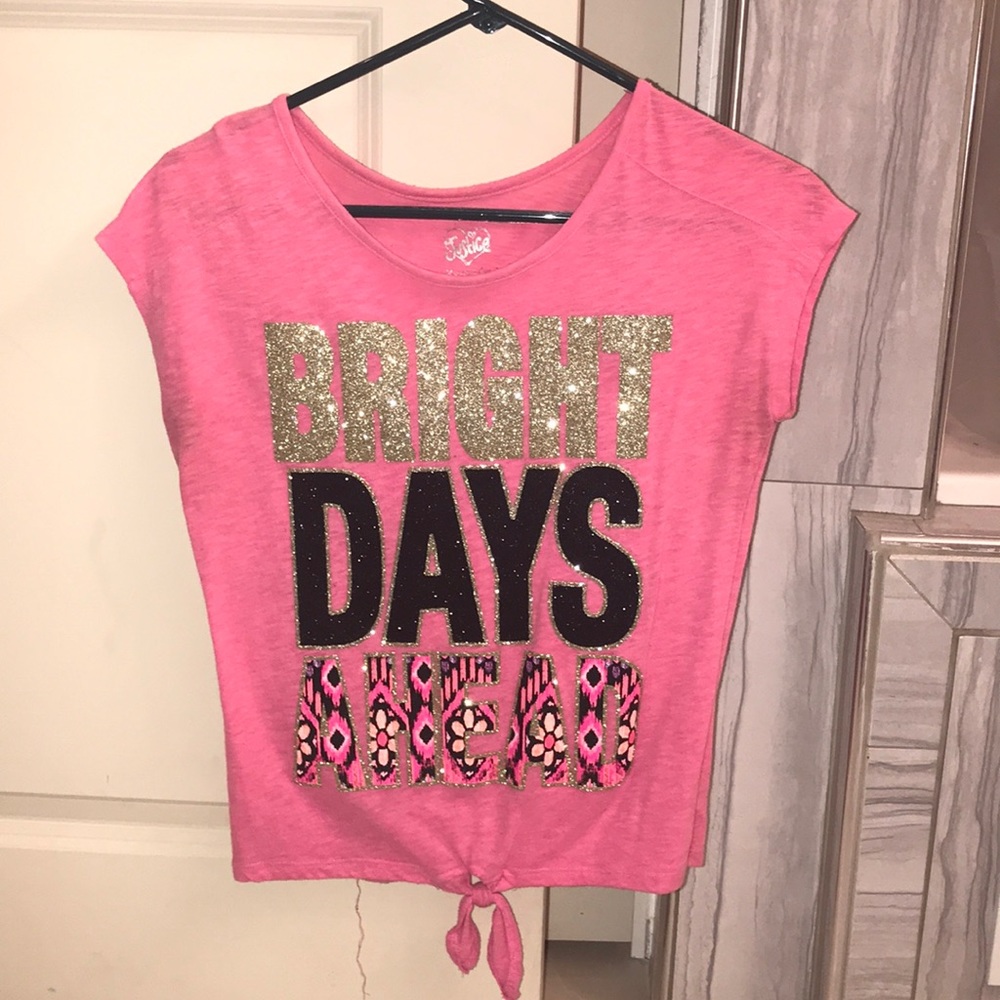 Neon Pink Glitter Shirt from Justice for Girls